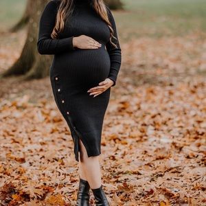 Fall Maternity- Bodycon Turtle Neck long sleeve dress